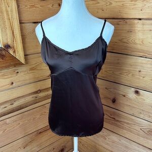 Vintage La Redoute Women’s 16 Brown Satin Studded Camisole Cami 90s Plus Size XL